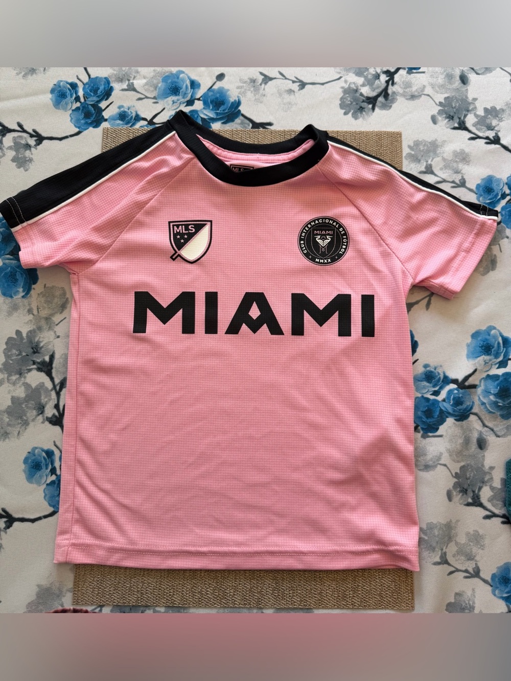 Kids Miami Soccer Jersey in Pink with Black Accents